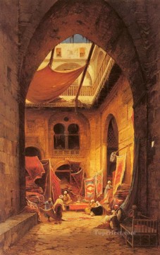 carpet bazar Hermann David Salomon Corrodi orientalist scenery Araber Oil Paintings
